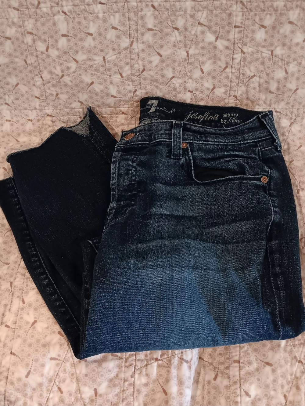 7 For All Mankind Josefina Skinny Boyfriend Jeans - Dark Blue Wash